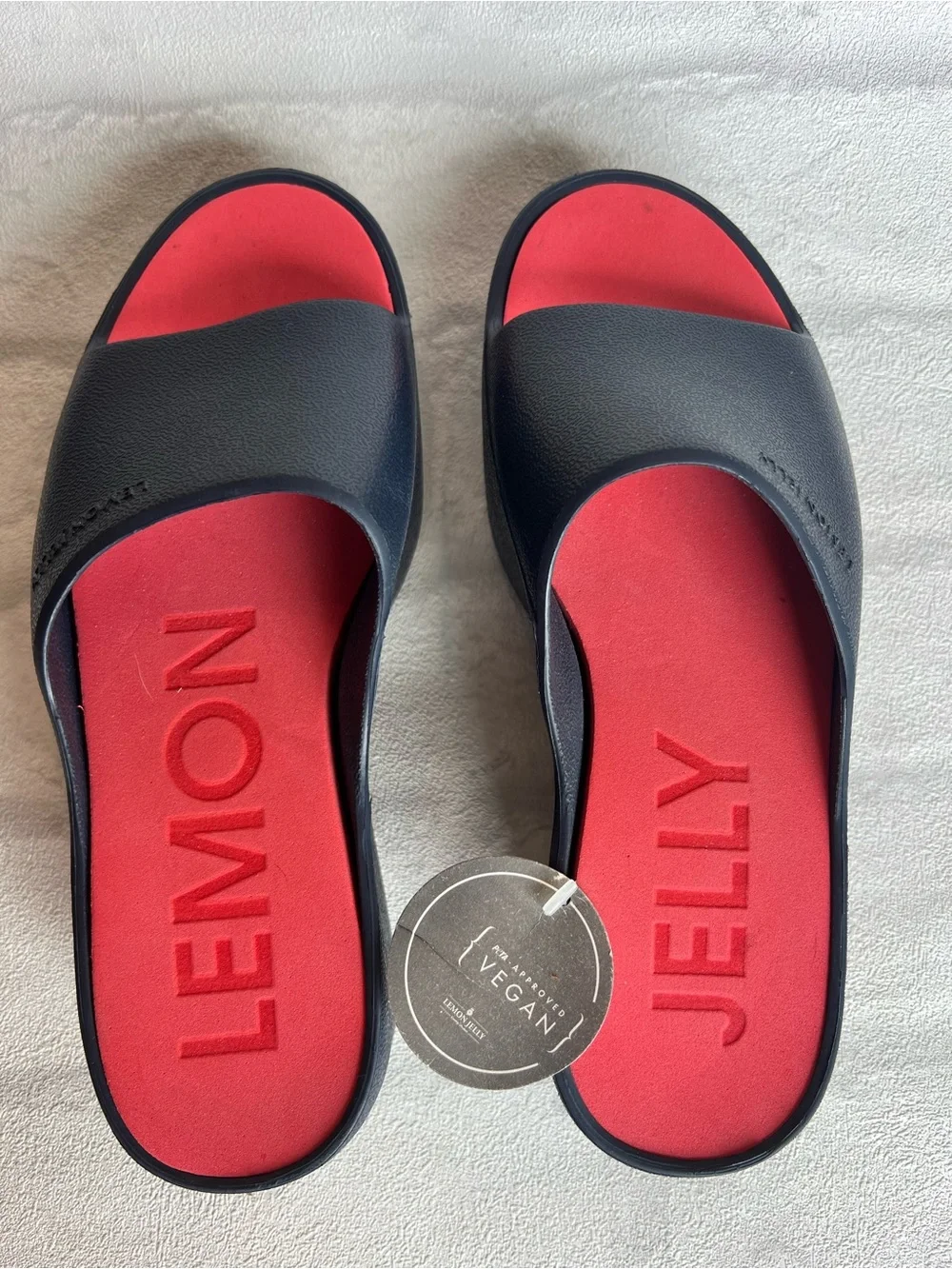 NWT Lemon Jelly Navy Platform Slide- Red Footbed‎ size 36 coastal/ clean girl